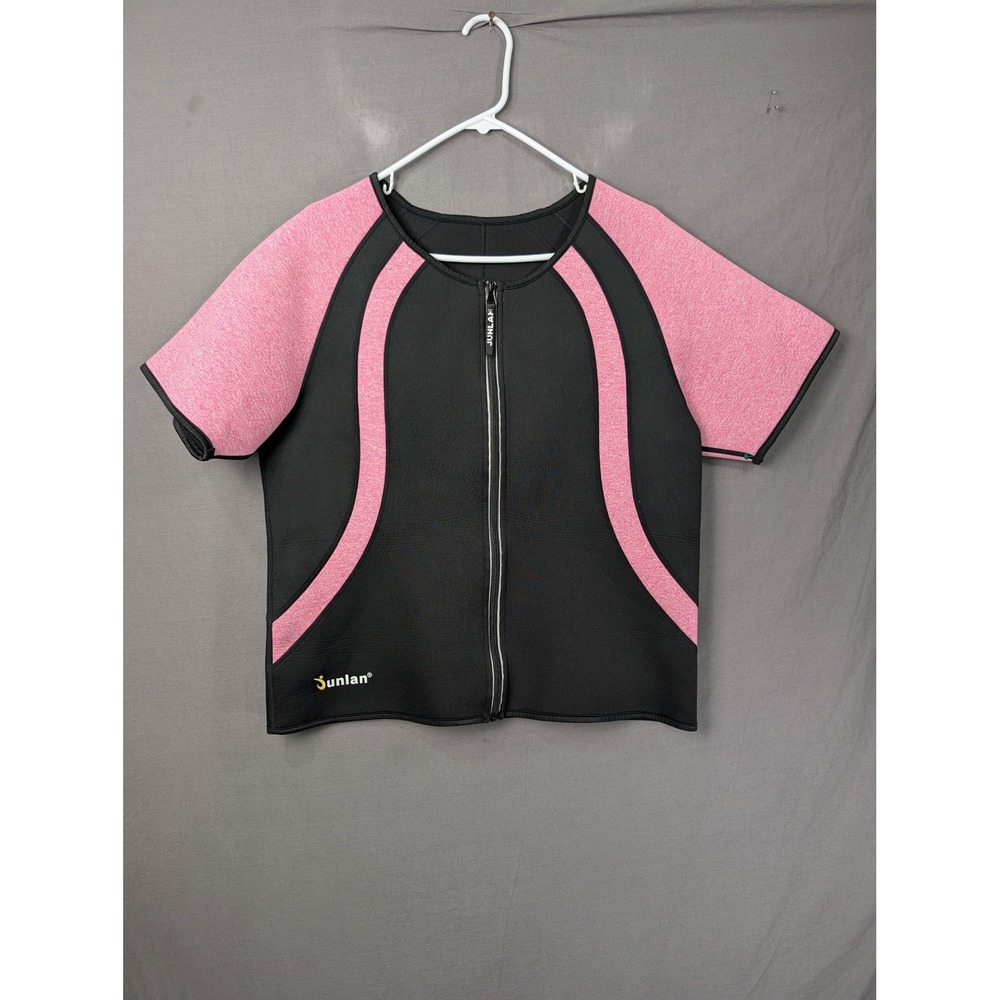 Junlan Sauna Suit Neoprene Sweat Vest Pink Black Zip Up 3XL